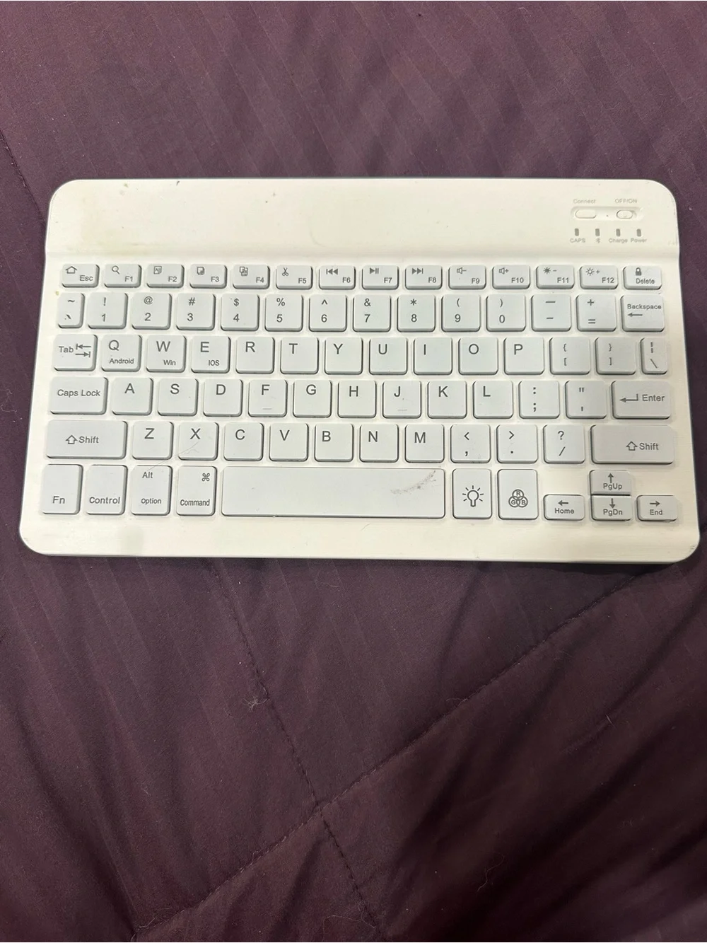 Slim Bluetooth Keyboard with 7-Color Backlight — White